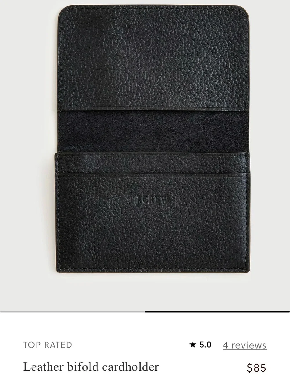 J. Crew Black Leather Bifold Cardholder